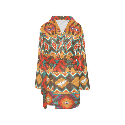 Native Pattern Print Design A01 Women's Fleece Robe