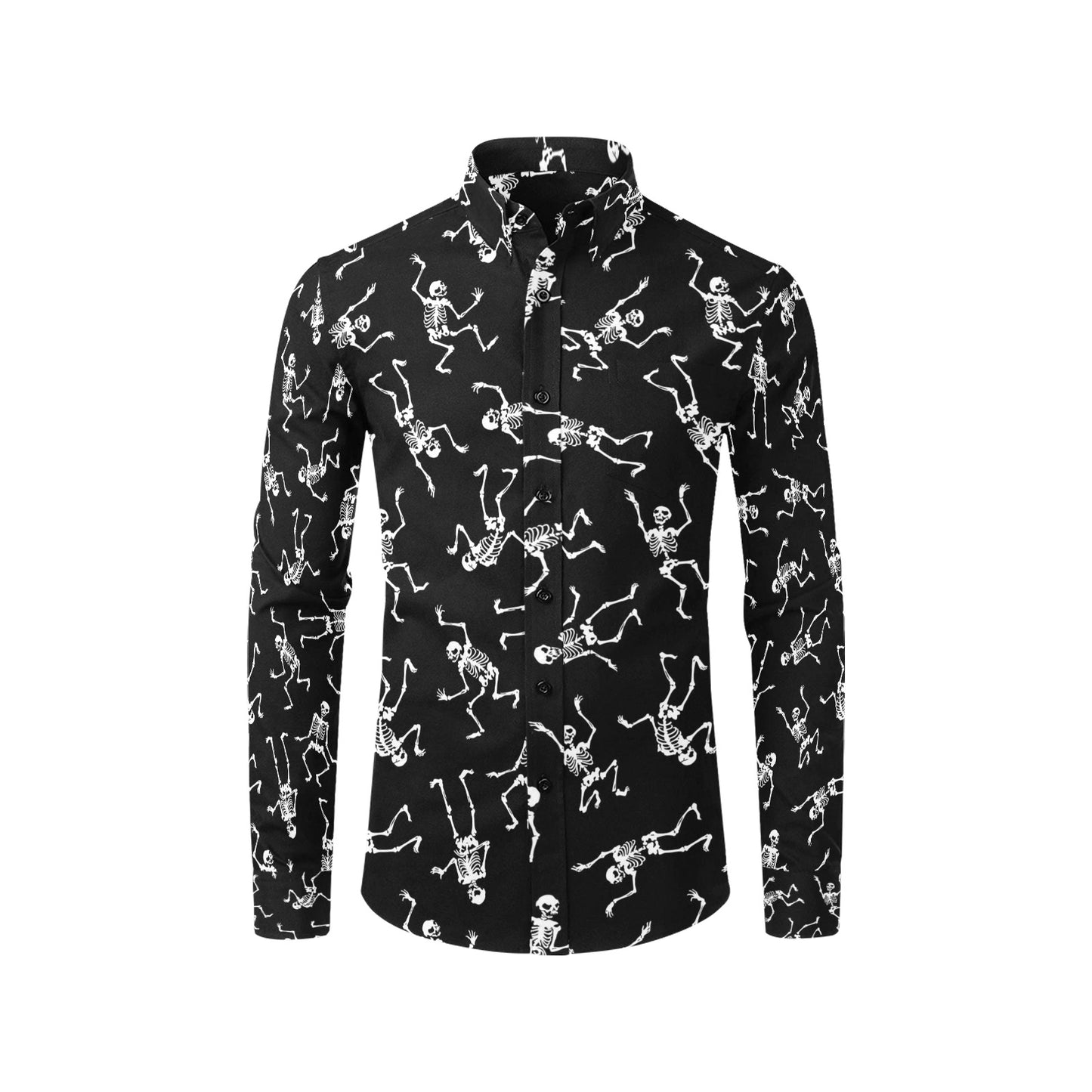 Skeleton Print Design LKS305 Men's Long Sleeve Dress Shirt