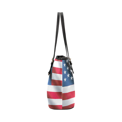 American flag Classic Leather Tote Bag