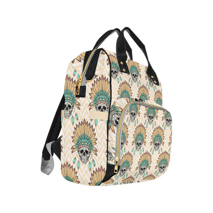 Indian Skull Pattern Diaper Bag Backpack
