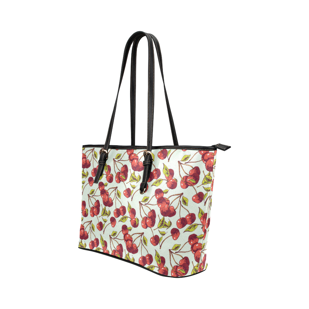 Cherry Hand Draw Leather Tote Bag