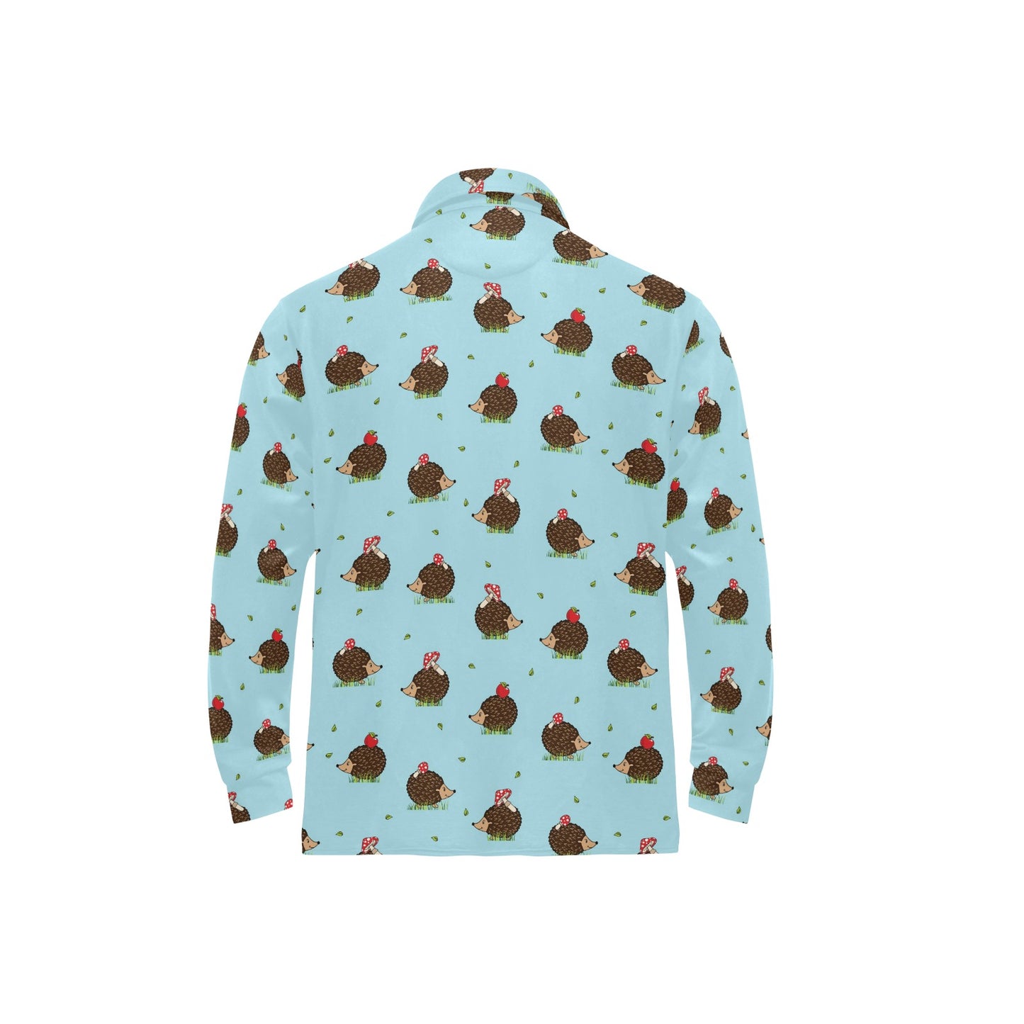 Hedgehog Print Design LKS402 Long Sleeve Polo Shirt For Men's