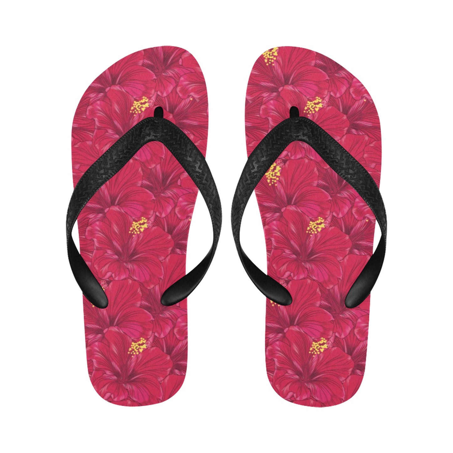 Hibiscus Red Pattern Print LKS308 Flip Flops