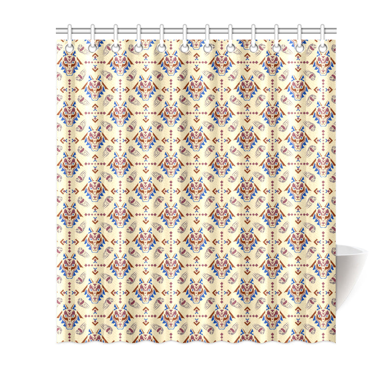 Aztec Wolf Pattern Print Design 03 Shower Curtain