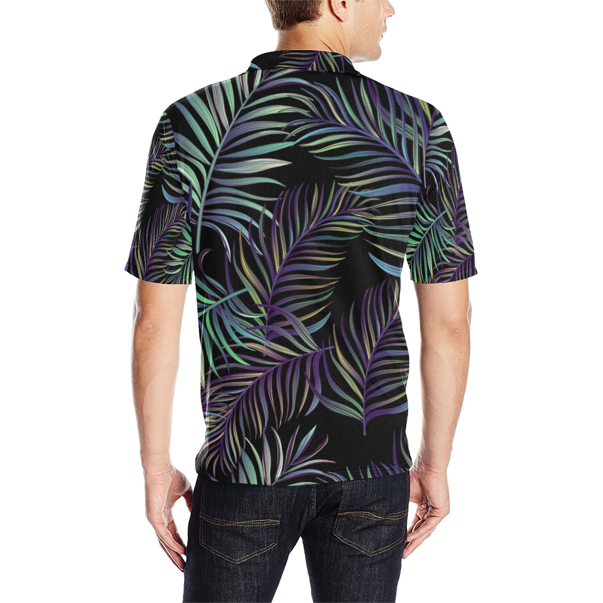 Tropical Palm Leaves Pattern Brightness Men Polo Shirt
