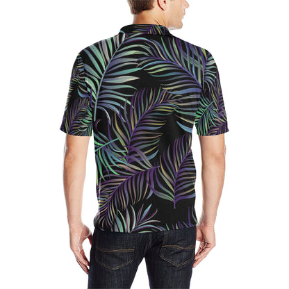 Tropical Palm Leaves Pattern Brightness Men Polo Shirt