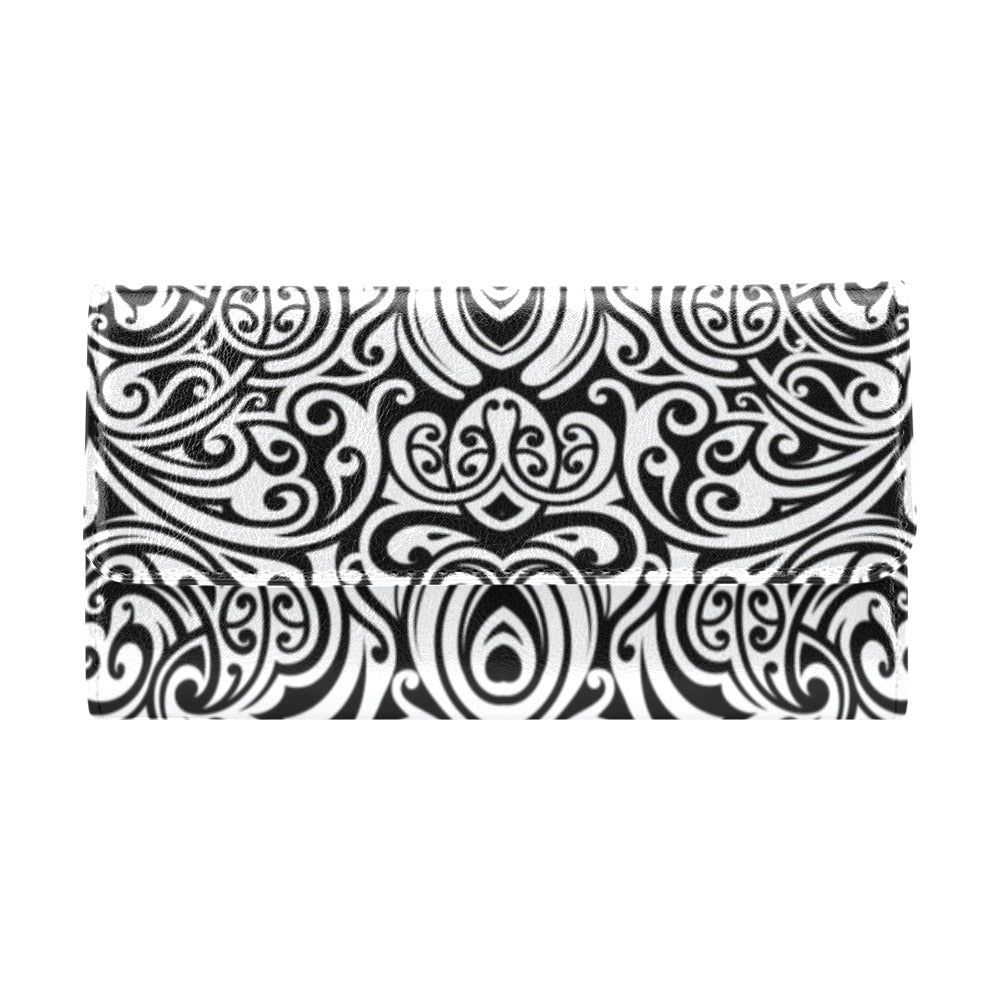 Polynesian Tattoo Pattern Women's Trifold Wallet