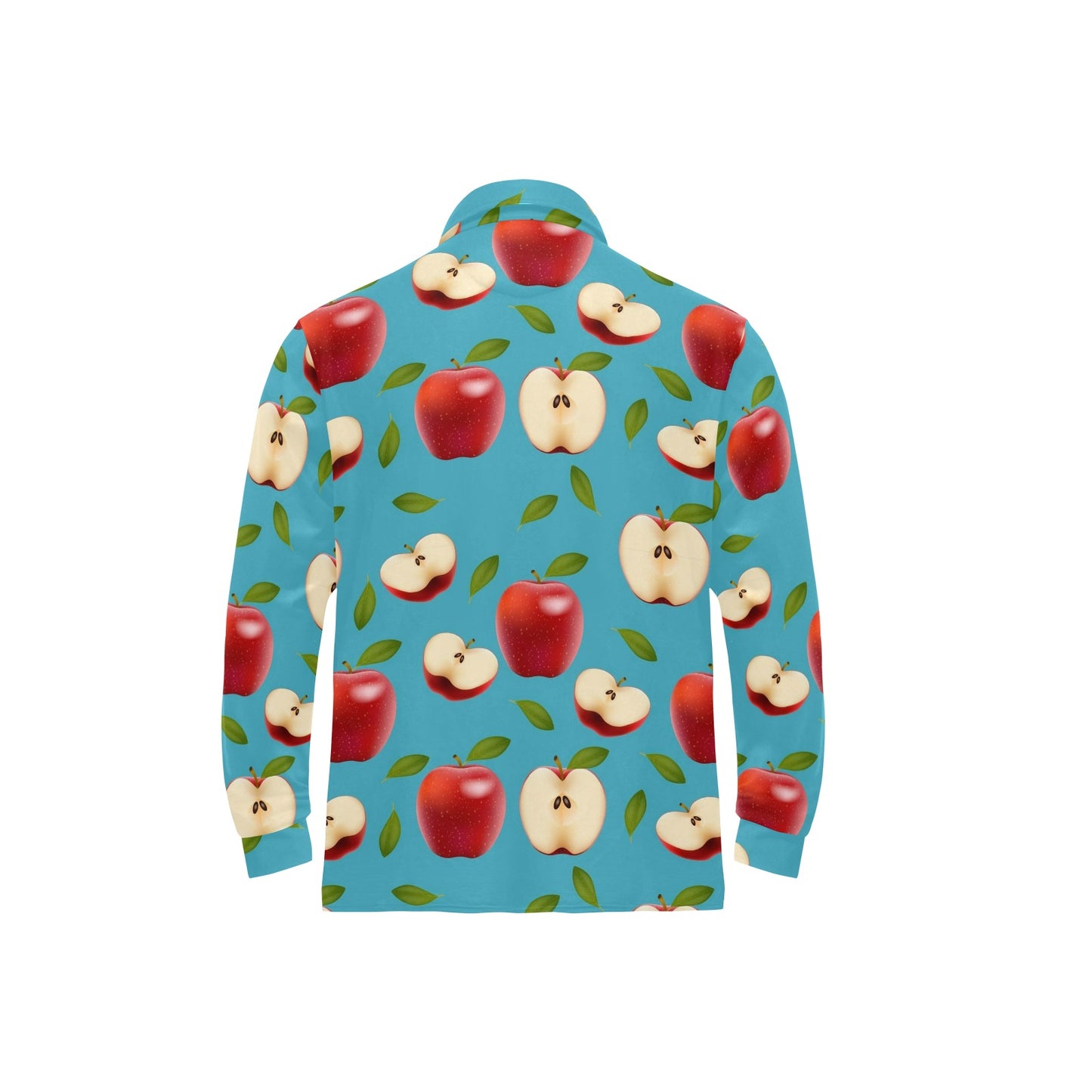 Apple Pattern Print Design AP012 Long Sleeve Polo Shirt For Men's