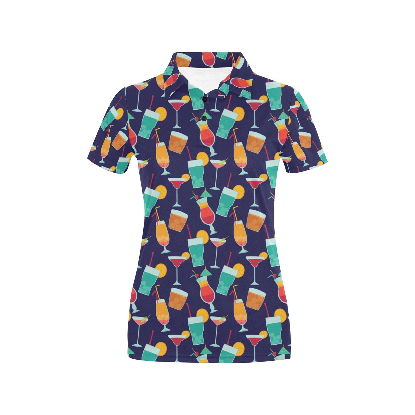 Cocktail Pattern Print Design 06 Women's Polo Shirt