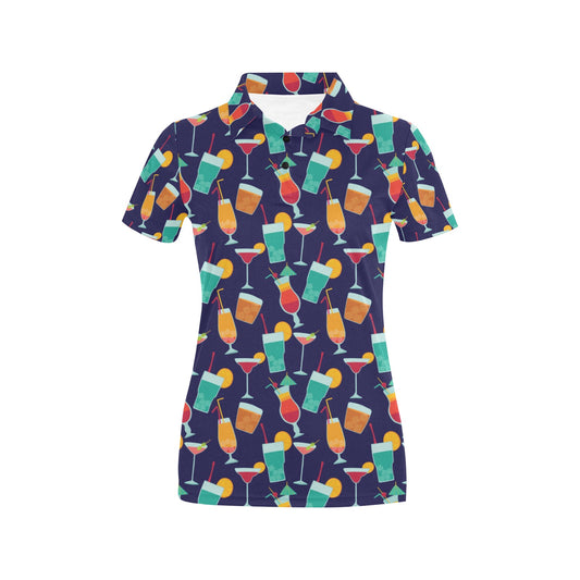 Cocktail Pattern Print Design 06 Women's Polo Shirt