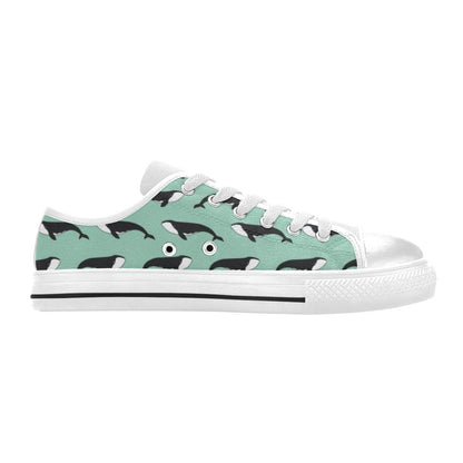 Whale Print Design LKS307 Women's White Low Top Shoes