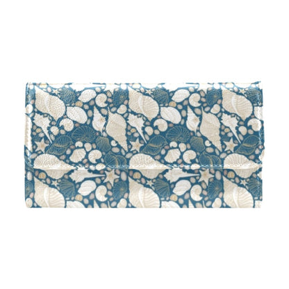 Seashell Print Design LKS308 Women's Trifold Wallet