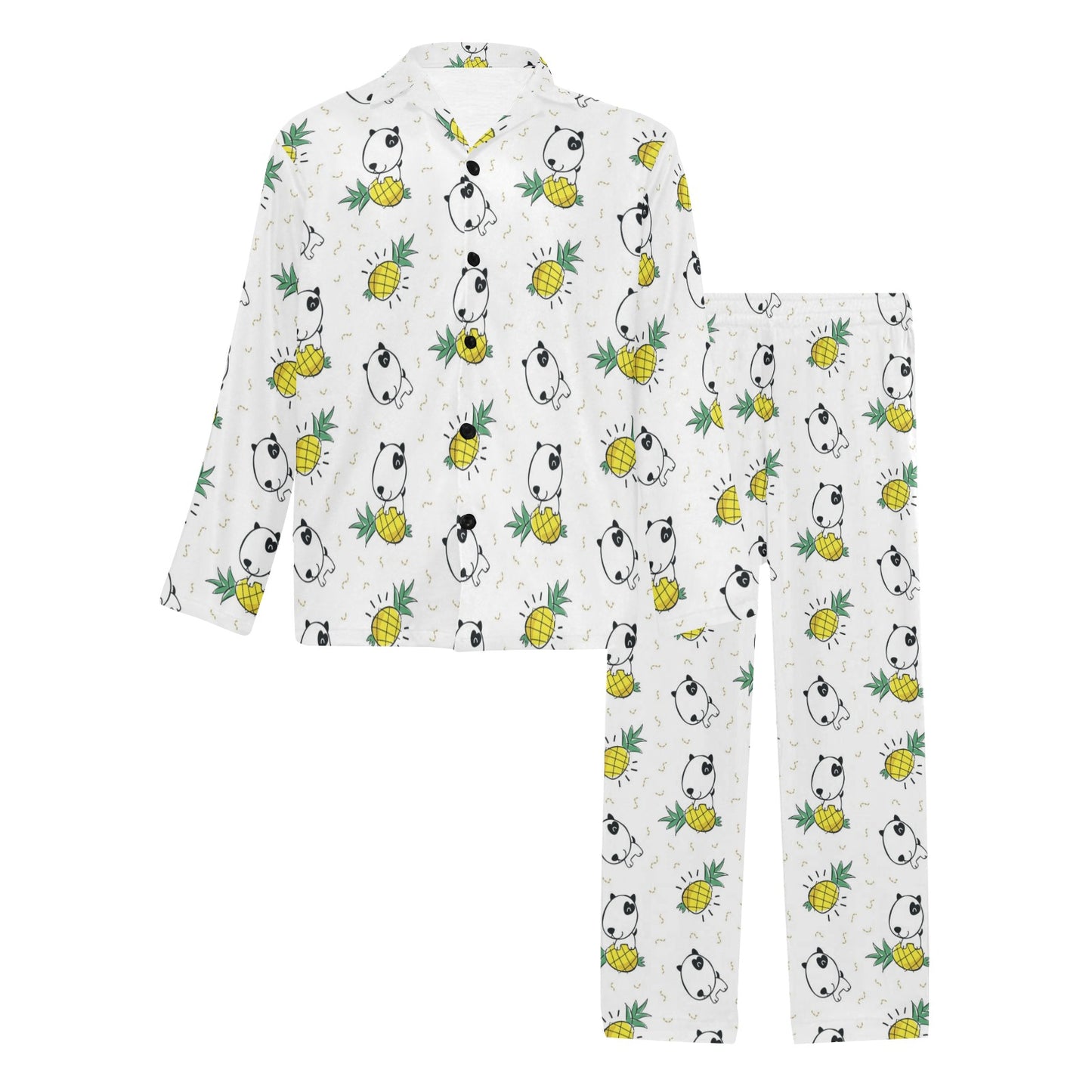 Bull Terriers Pattern Print Design 05 Men's Long Pajama Set