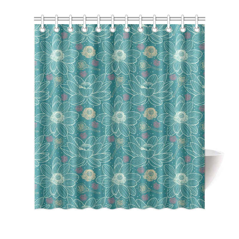 Lotus Pattern Print Design 01 Shower Curtain