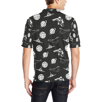 Space Astronauts Print Men Polo Shirt