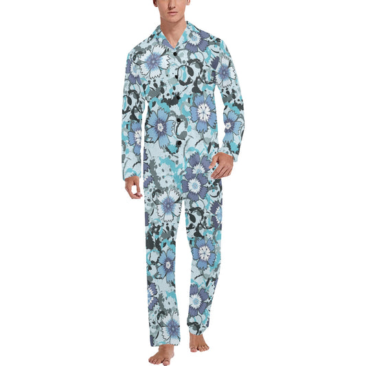 Carnations Pattern Print Design CN04 Men's Long Pajama Set