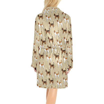 Beagle Pattern Print Design 01 Women's Fleece Robe