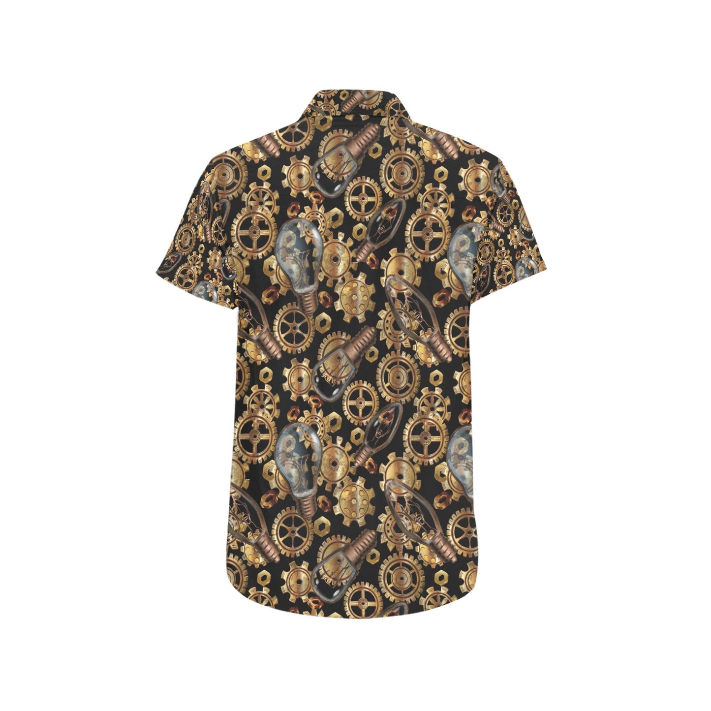 Steampunk Lightbulb Print Design LKS304 Men Short Sleeve Button Up Shirt