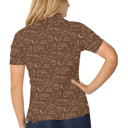 Bread Pattern Print Design 02 Women's Polo Shirt