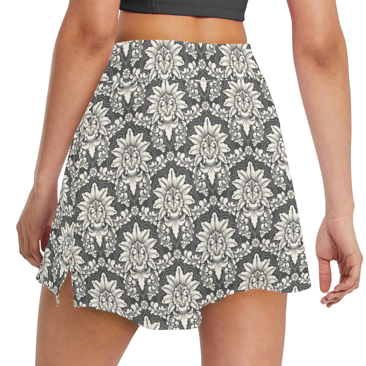 Damask Elegant Print Pattern 17" Golf & Pickleball Skort with Pockets