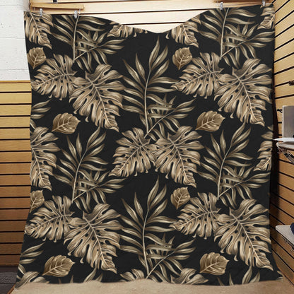Brown Tropical Palm Leaves Premium Quilt