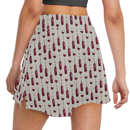 Wine Bottle Pattern Print 17" Golf & Pickleball Skort with Pockets