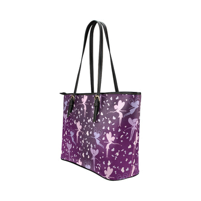 Fairy Pink Print Pattern Leather Tote Bag