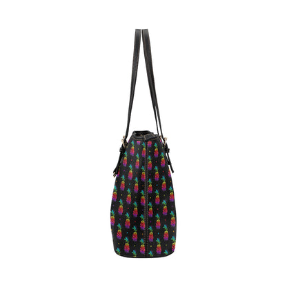 Pineapple Rainbow Dot Print Leather Tote Bag