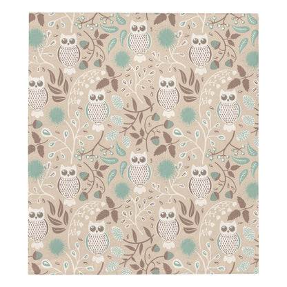 Owl Pattern Print Design A02 Premium Quilt