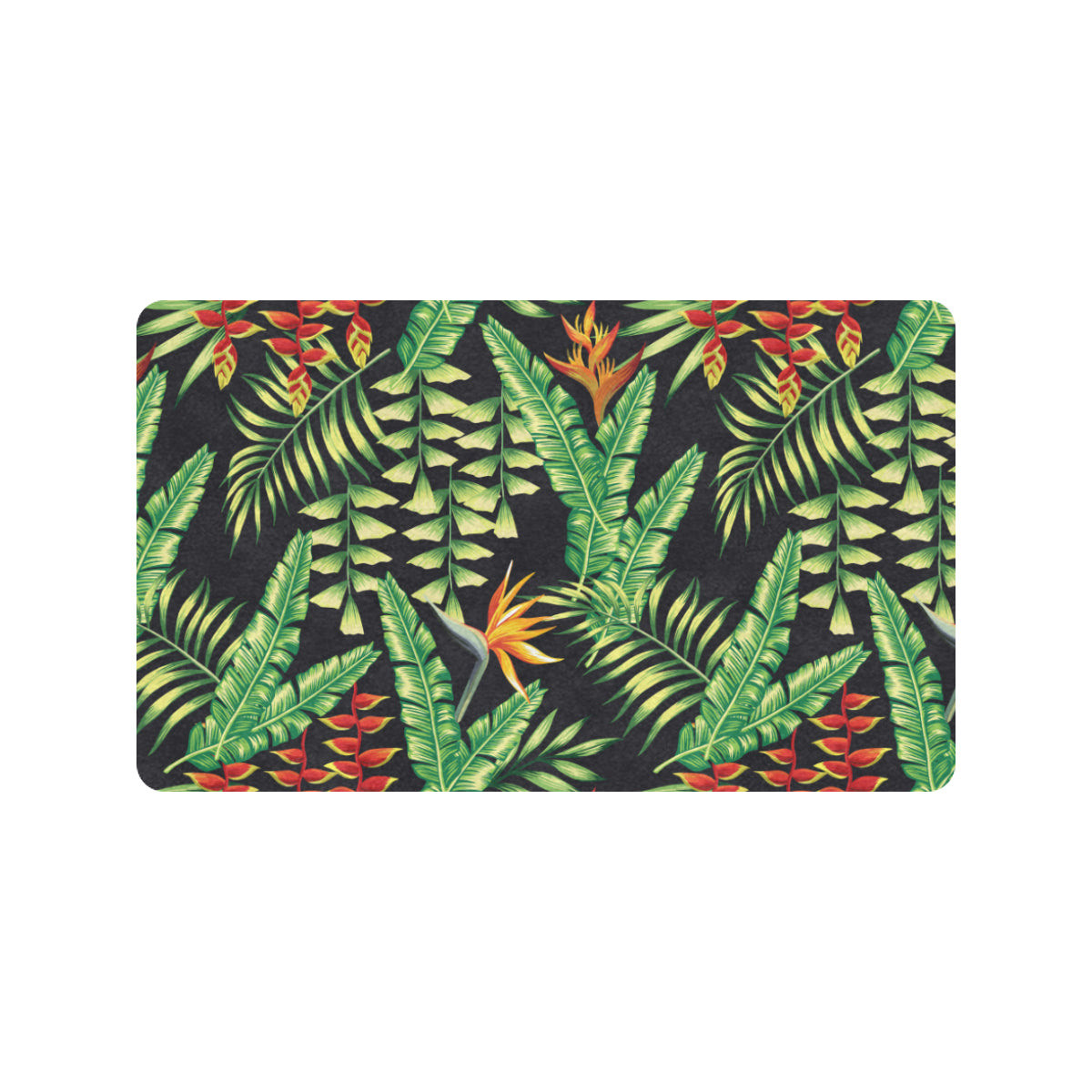 Hawaiian Flower Tropical Palm Leaves Rubber Doormat