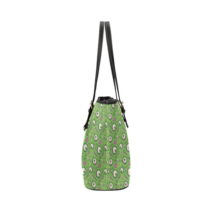 Zombie Eyes Design Pattern Print Leather Tote Bag