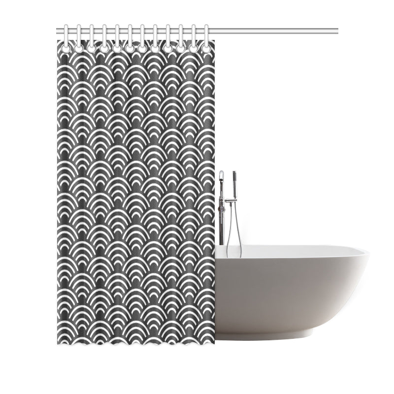 Scales Black White Pattern Print Design 03 Shower Curtain