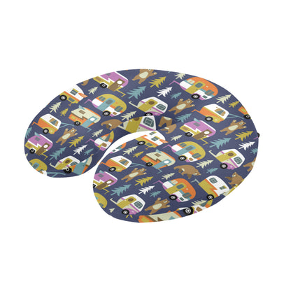 Camper Pattern Print Design 04 U-Shaped Travel Neck Pillow