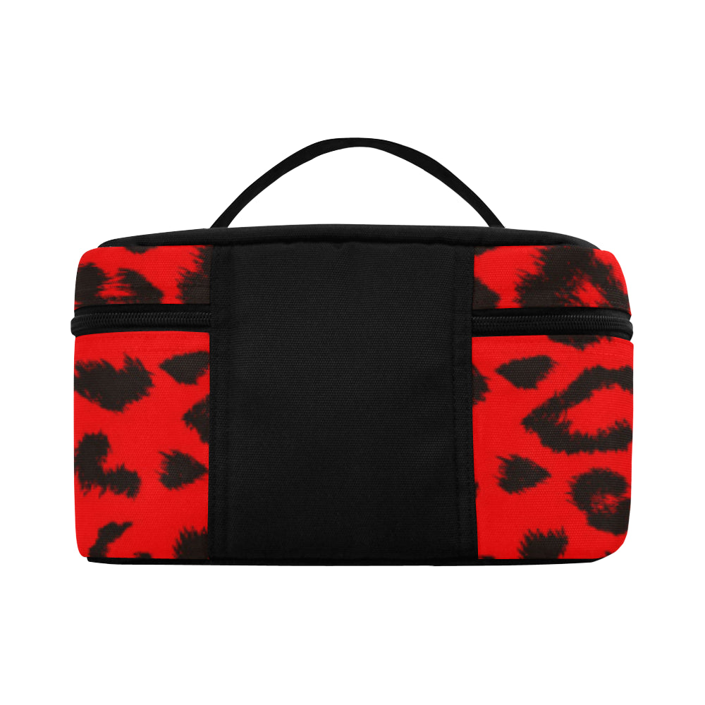 Leopard Red Skin Print Makeup Bag