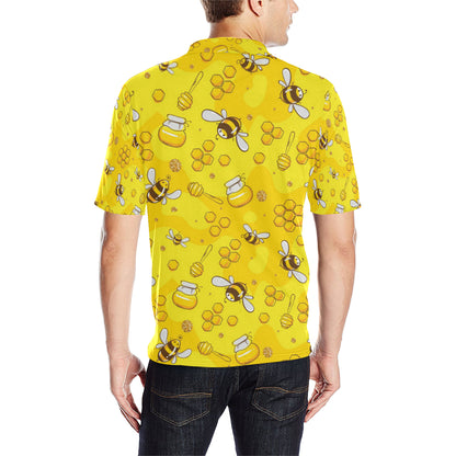 Bee Pattern Print Design BEE01 Men Polo Shirt