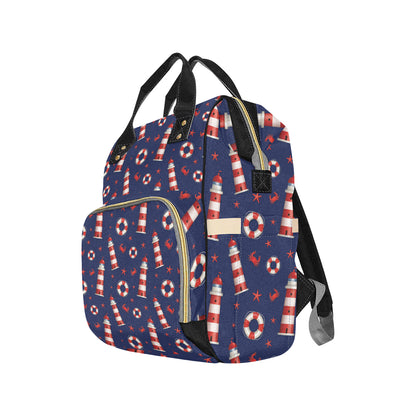 Nautical Pattern Print Design A03 Diaper Bag Backpack