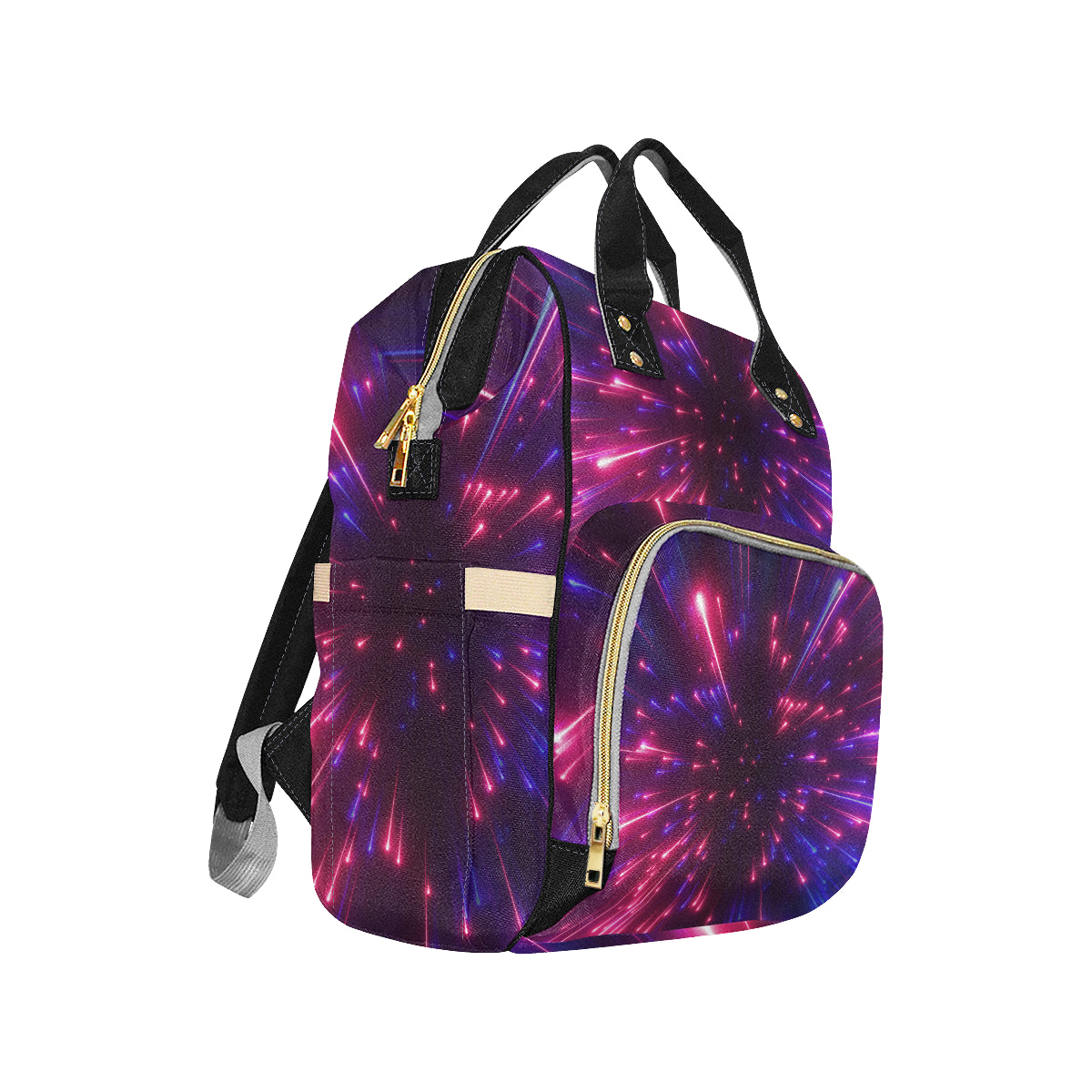 Celestial Purple Blue Neon Speed Light Diaper Bag Backpack