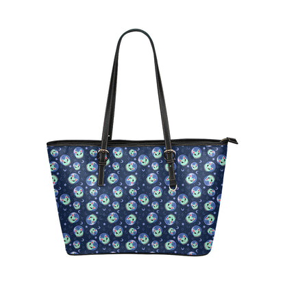 Alien Cat Leather Tote Bag