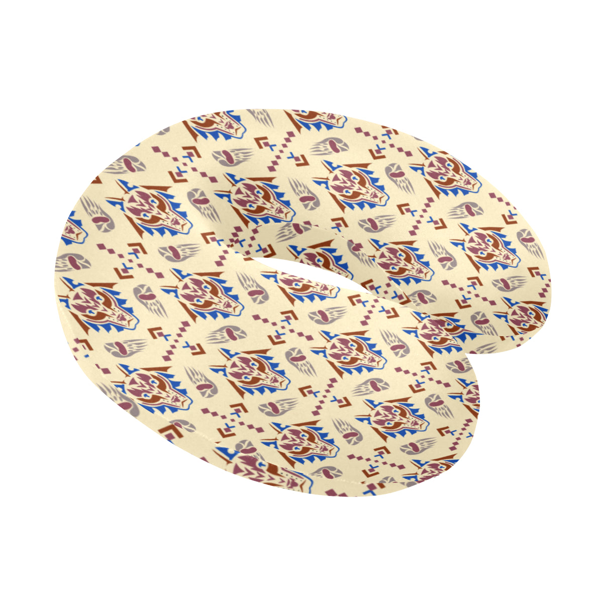 Aztec Wolf Pattern Print Design 03 U-Shaped Travel Neck Pillow