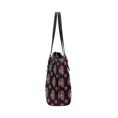 Day of the Dead Makeup Girl Leather Tote Bag