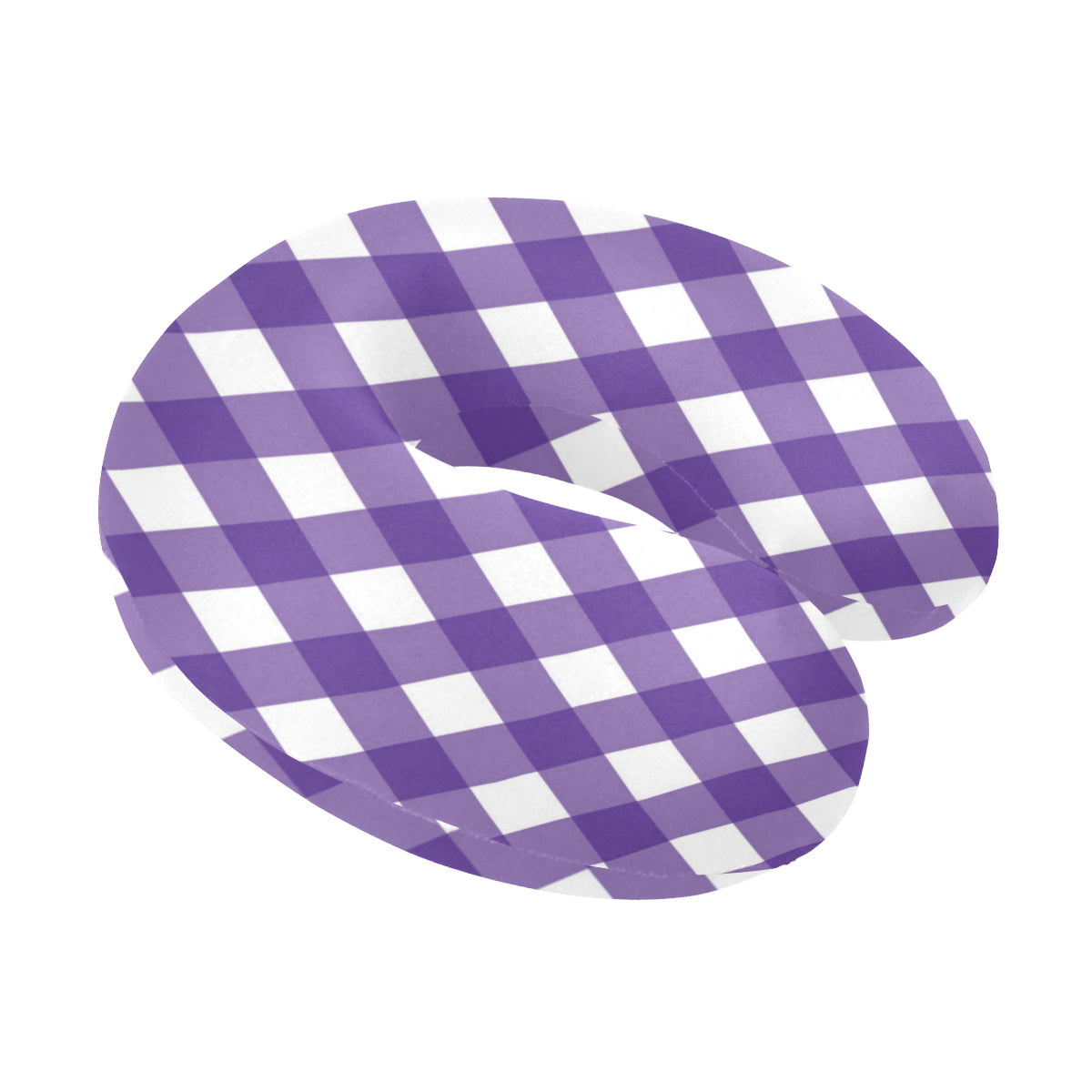 Gingham Purple Pattern Print Design 03 U-Shaped Travel Neck Pillow