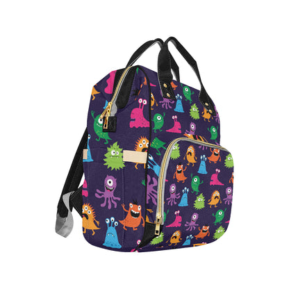 Monster Cartoon Pattern Print Design 02 Diaper Bag Backpack