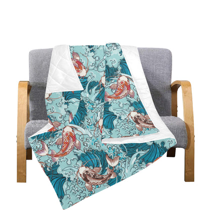 KOI Fish Pattern Print Design 05 Premium Quilt