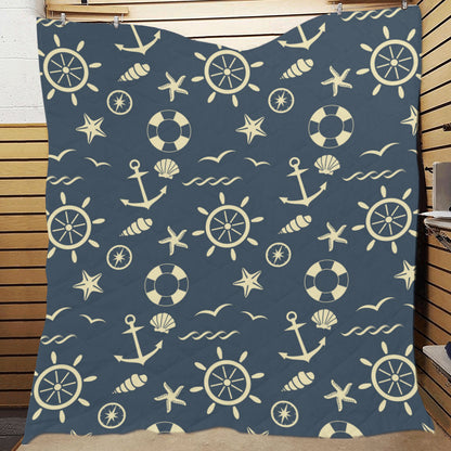 Nautical Pattern Print Design A01 Premium Quilt