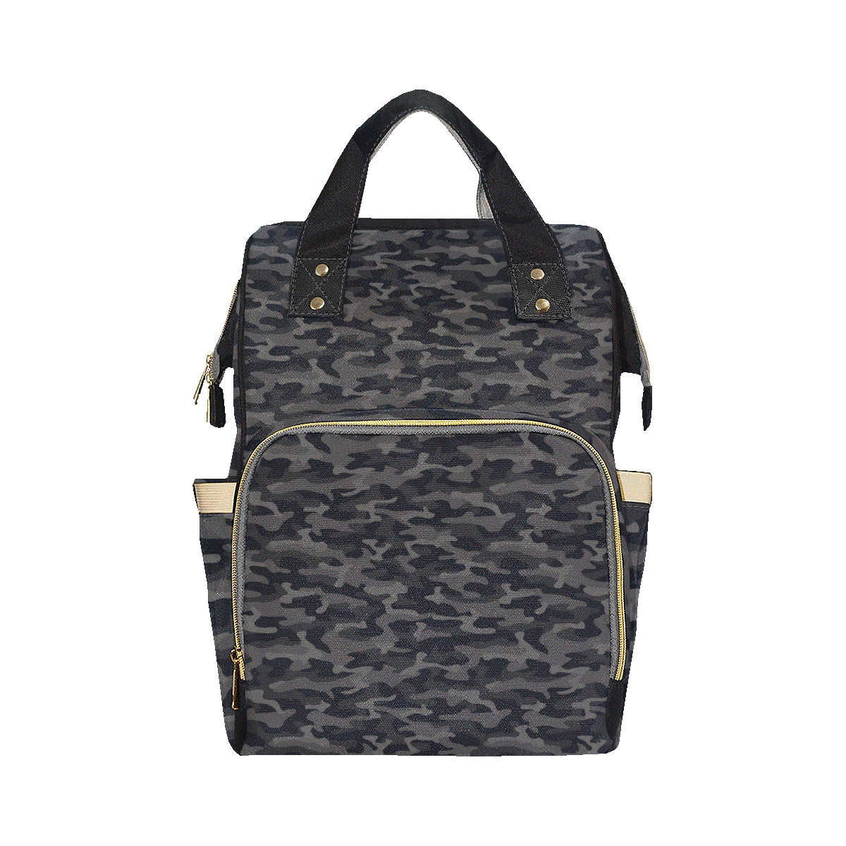 Camo Black Pattern Print Design 02 Diaper Bag Backpack