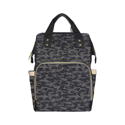 Camo Black Pattern Print Design 02 Diaper Bag Backpack