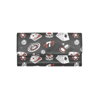 Casino Pattern Print Design 02 Women's Trifold Wallet