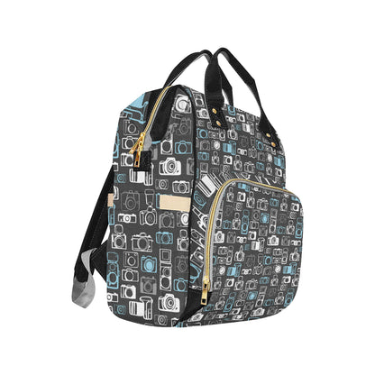 Camera Pattern Print Design 04 Diaper Bag Backpack