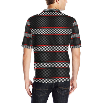 Checkered Flag Red Line Style Men Polo Shirt