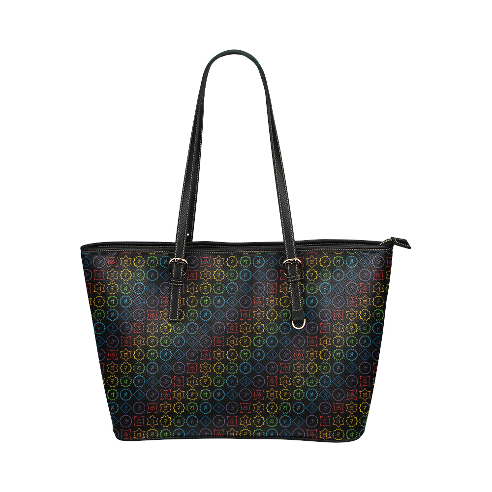 Chakra Colorful Symbol Pattern Leather Tote Bag